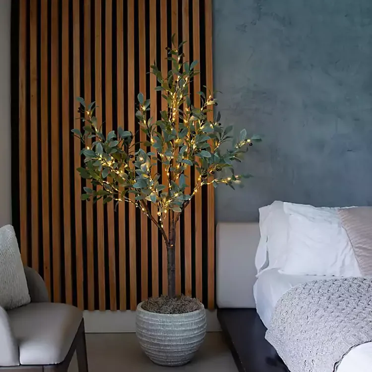 Trees & Topiaries>Kirklands Home Pre-Lit Warm LED Olive Tree, 5 ft.