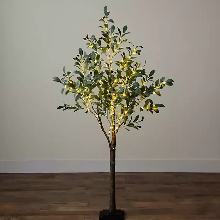 Trees & Topiaries>Kirklands Home Pre-Lit Warm LED Olive Tree, 5 ft.