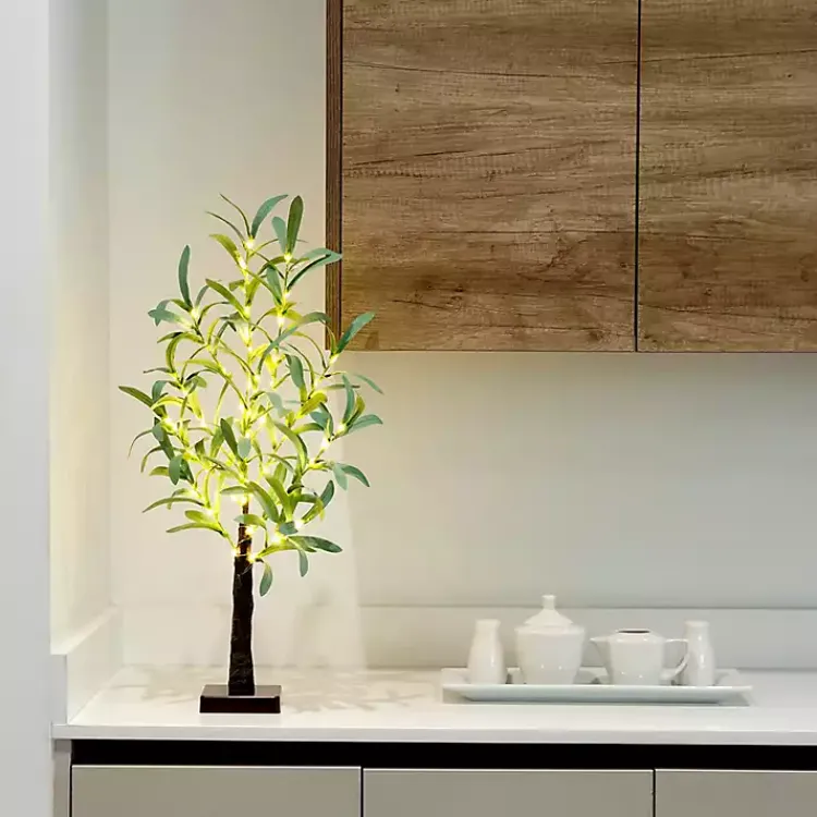 Trees & Topiaries>Kirklands Home Pre-Lit Warm LED Olive Tree, 2 ft.