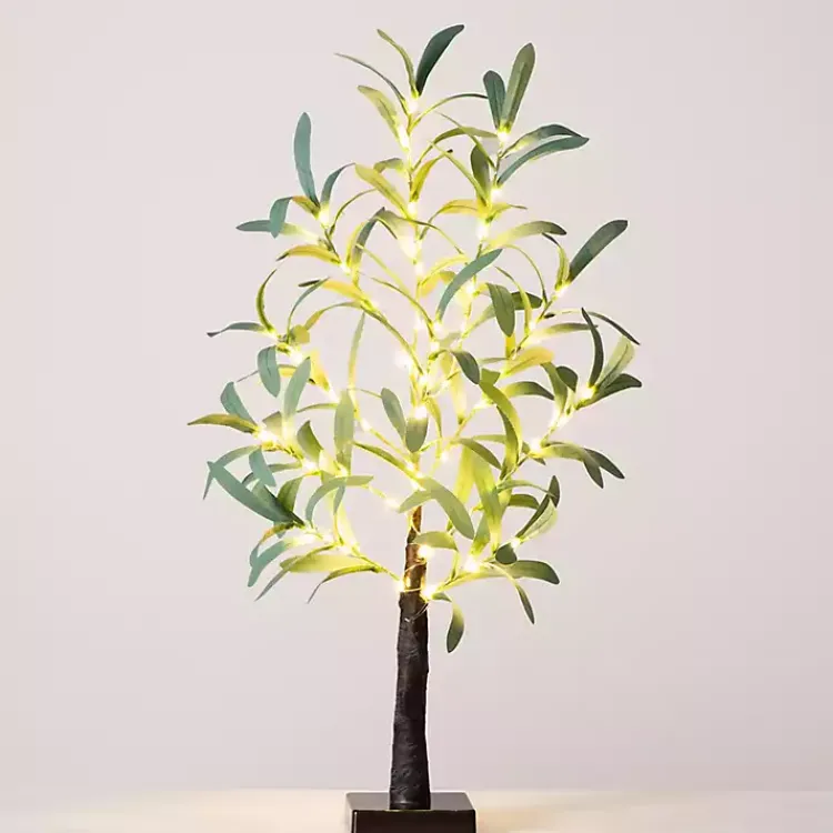 Trees & Topiaries>Kirklands Home Pre-Lit Warm LED Olive Tree, 2 ft.