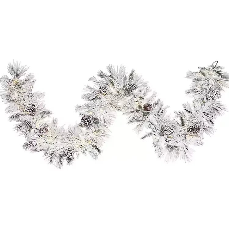 Christmas Arrangements & Garland>Kirklands Home Pre-Lit Warm Flocked Garland White