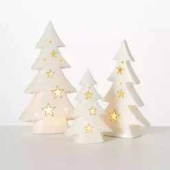 Christmas Decorations>Kirklands Home Pre-Lit Porcelain Tree Statues, Set of 3 White