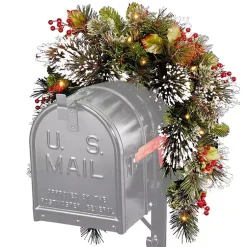 Christmas Wreaths>Kirklands Home Pre-Lit Wintry Pine Mailbox Swag