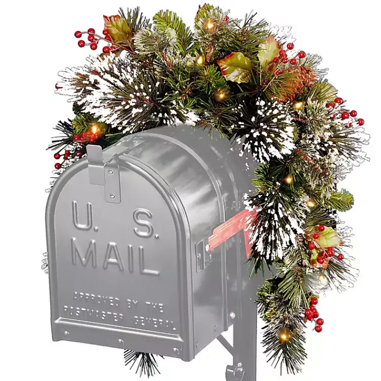Christmas Wreaths>Kirklands Home Pre-Lit Wintry Pine Mailbox Swag