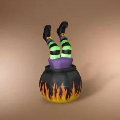 Halloween>Kirklands Home Pre-Lit Witch in Cauldron Inflatable Decoration