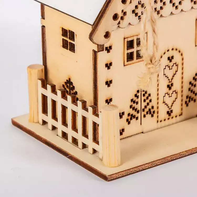 Christmas Ornaments>Kirklands Home Pre-Lit Wooden House Christmas Ornaments, Set of 3 Tan