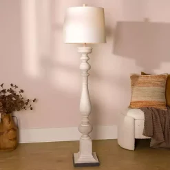 Kirklands Home Prussia White Floor Lamp Ivory