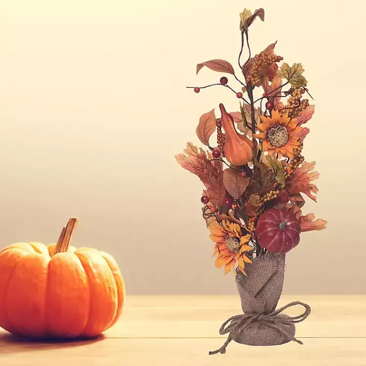 Fall>Kirklands Home Pumpkin and Sunflower Harvest Arrangement
