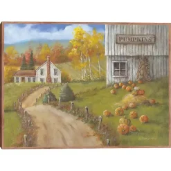 Fall>Kirklands Home Pumpkin Farm Framed Canvas Art Print Green
