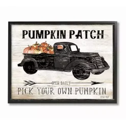Fall>Kirklands Home Pumpkin Patch Black Truck Framed Giclee Art Print