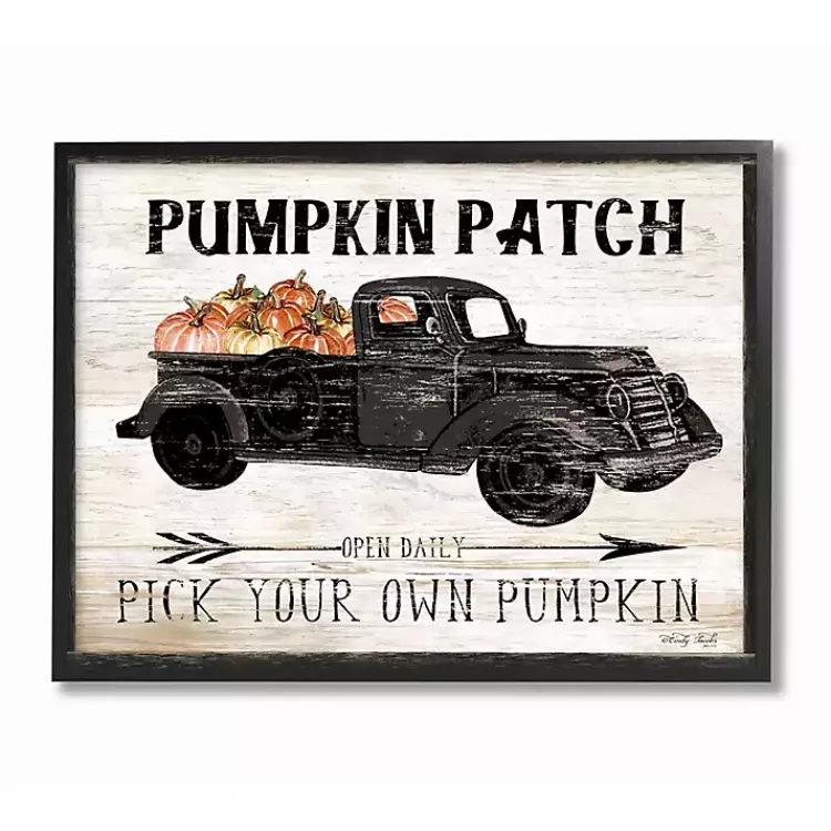 Fall>Kirklands Home Pumpkin Patch Black Truck Framed Giclee Art Print