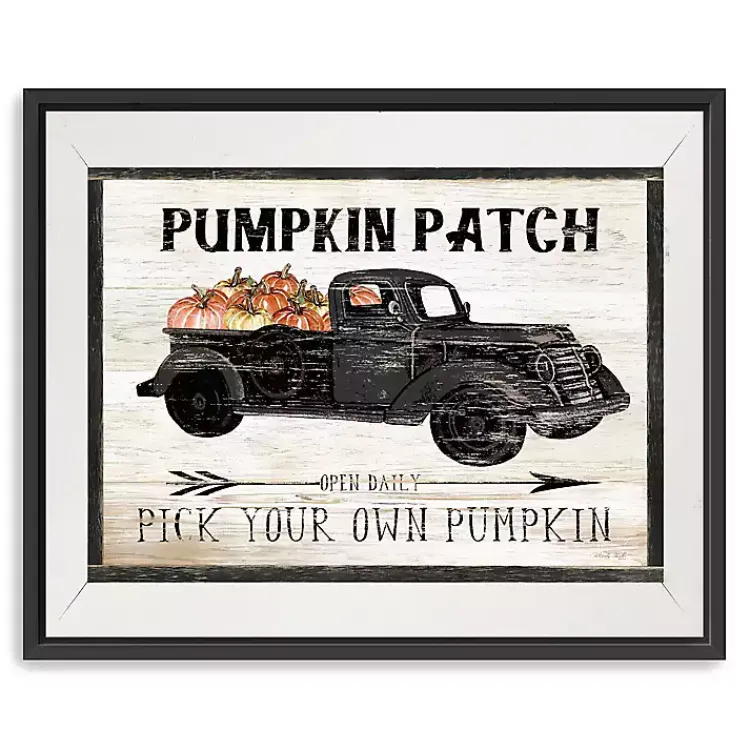 Fall>Kirklands Home Pumpkin Patch Black Truck Giclee Canvas Art Print