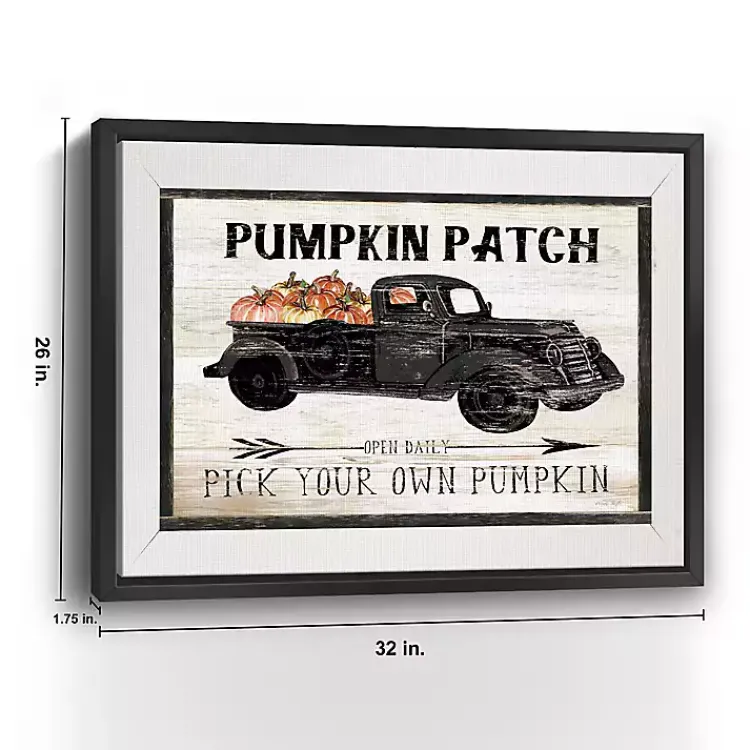 Fall>Kirklands Home Pumpkin Patch Black Truck Giclee Canvas Art Print