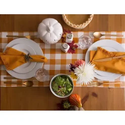 Kirklands Home Pumpkin Spice Checkered Table Runner Clearance