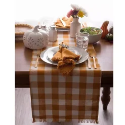 Kirklands Home Pumpkin Spice Checkered Table Runner Clearance