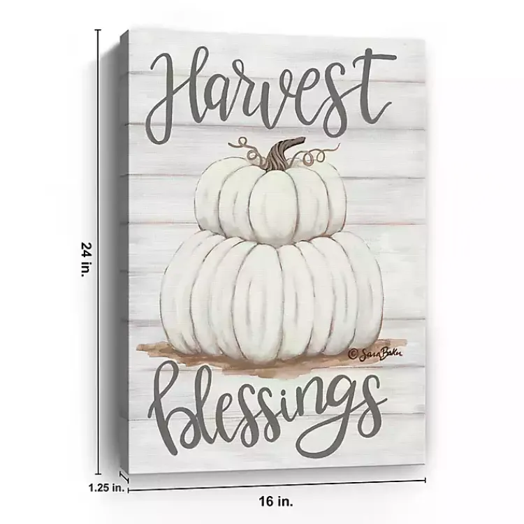 Fall>Kirklands Home Pumpkin Stack Harvest Blessings Canvas Art Print