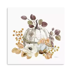 Fall>Kirklands Home Pumpkin with Florals Canvas Art Print