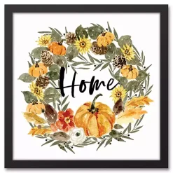 Fall>Kirklands Home Pumpkin Wreath Home Framed Canvas Art Print