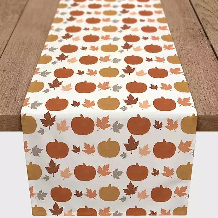 Fall>Kirklands Home Pumpkins and Leaves Table Runner, 90 in.