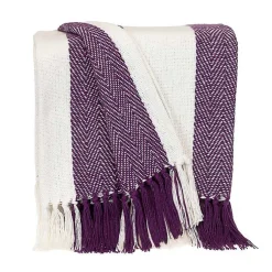 Blankets & Throws>Kirklands Home Purple Chalet Striped Fringe Throw