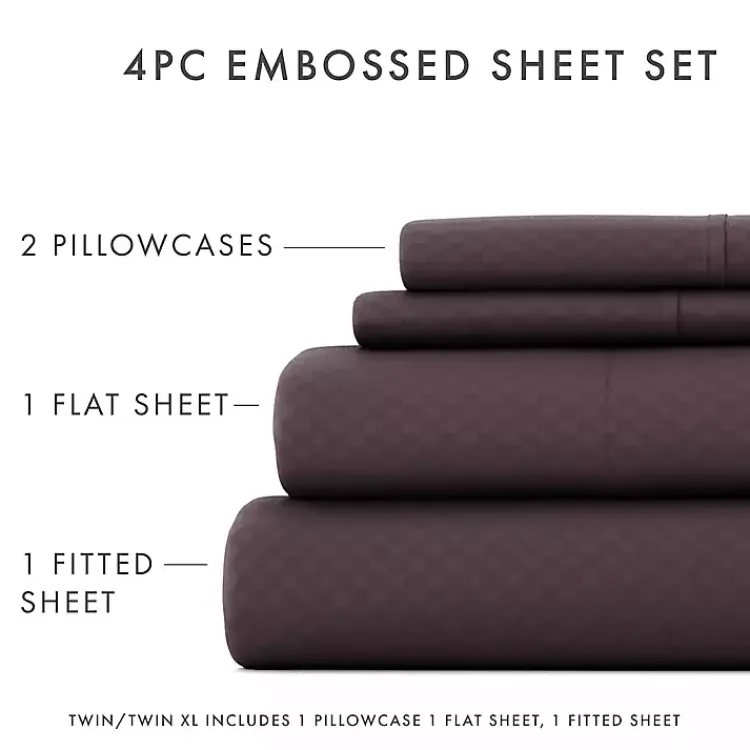 Kirklands Home Embossed Checkered 3-pc. Twin Sheet Set Purple Sale