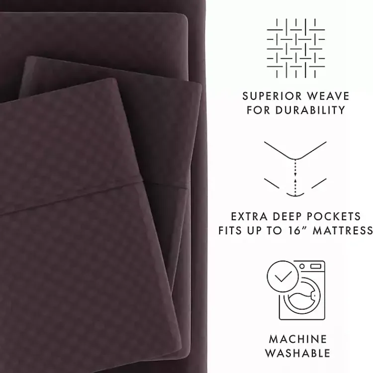 Kirklands Home Embossed Checkered 3-pc. Twin Sheet Set Purple Sale