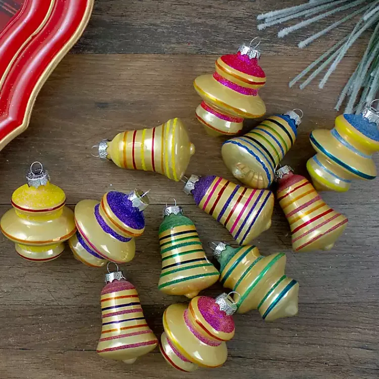 Christmas Ornaments>Kirklands Home Purple Finial and Bell 12-pc. Ornament Set Gold