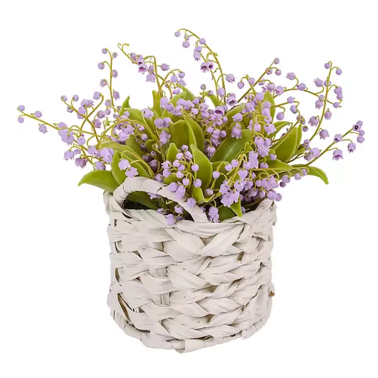 Arrangements & Greenery>Kirklands Home Purple Lily of the Valley Arrangement in Basket