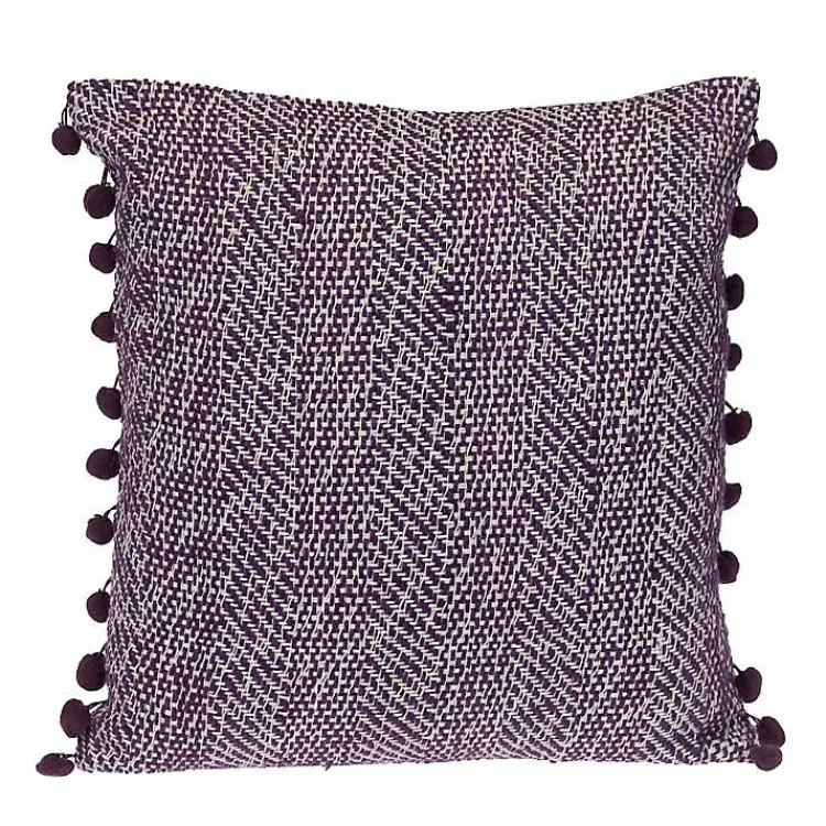 Pillows>Kirklands Home Woven Pom Pom Pillow Purple