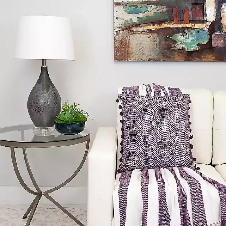 Pillows>Kirklands Home Woven Pom Pom Pillow Purple