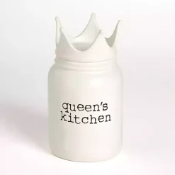 Kirklands Home Queen's Kitchen Ceramic Canister White Clearance