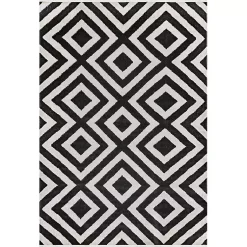 Kirklands Home Rain Diamond Fringe Indoor/Outdoor Area Rug, 5x8