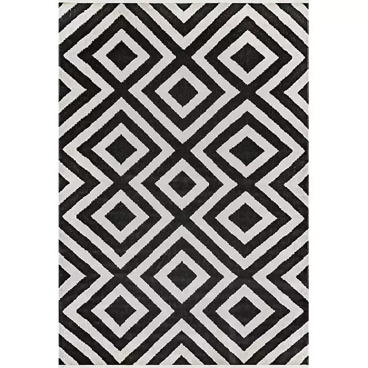 Kirklands Home Rain Diamond Fringe Indoor/Outdoor Area Rug, 5x8
