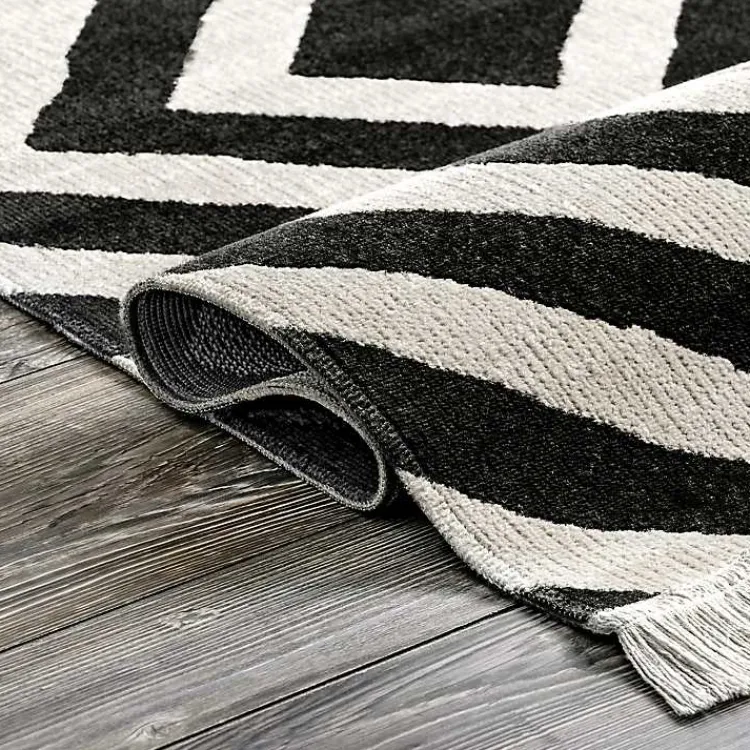 Kirklands Home Rain Diamond Fringe Indoor/Outdoor Area Rug, 5x8