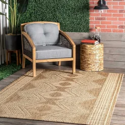 Kirklands Home Raina Tribal Zig Zag Outdoor Rug, 5x8 Brown Discount