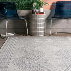Kirklands Home Raina Tribal Zig Zag Outdoor Rug, 5x8 Gray Best