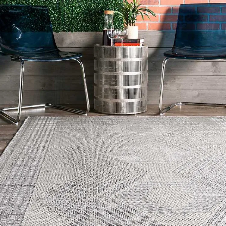 Kirklands Home Raina Tribal Zig Zag Outdoor Rug, 5x8 Gray Best
