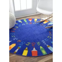Kirklands Home Rainbow Alphabet Round Rug, 8 ft. Multi Discount