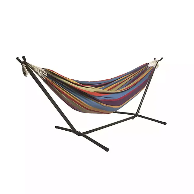 Kirklands Home Rainbow Double Hammock with Stand and Carry Bag Multi Outlet