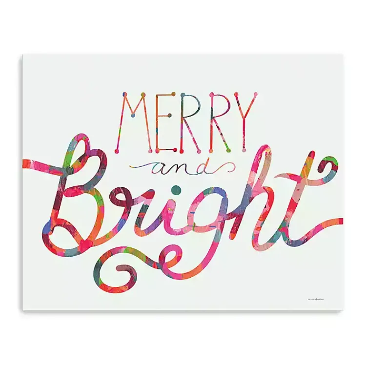 Christmas Art & Wall Decor>Kirklands Home Rainbow Merry and Bright Canvas Art Print
