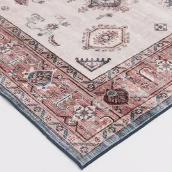 Kirklands Home Raquel Red and Ivory Washable Area Rug, 7x9 Outlet