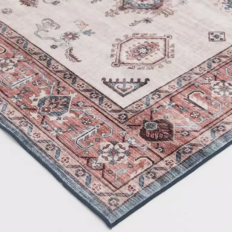 Kirklands Home Raquel Red and Ivory Washable Area Rug, 7x9 Outlet