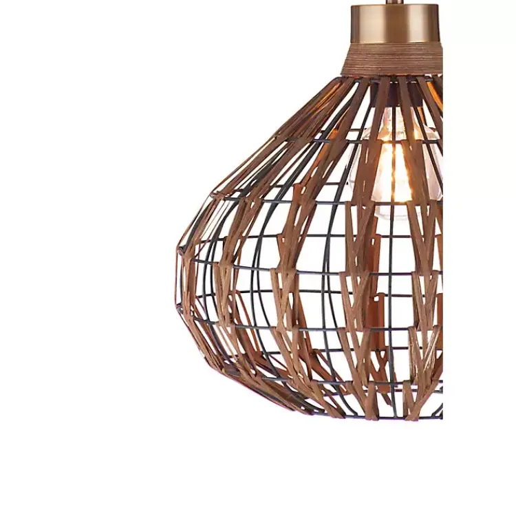 Kirklands Home Rattan Pepper Moon Pendant Light Brown New