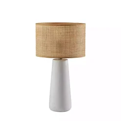 Kirklands Home Rattan Shade Base Table Lamp White Hot