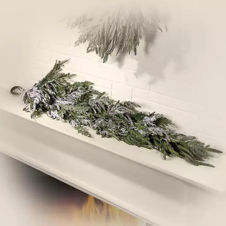 Christmas Arrangements & Garland>Kirklands Home Real Touch Flocked Norfolk Pine Garland
