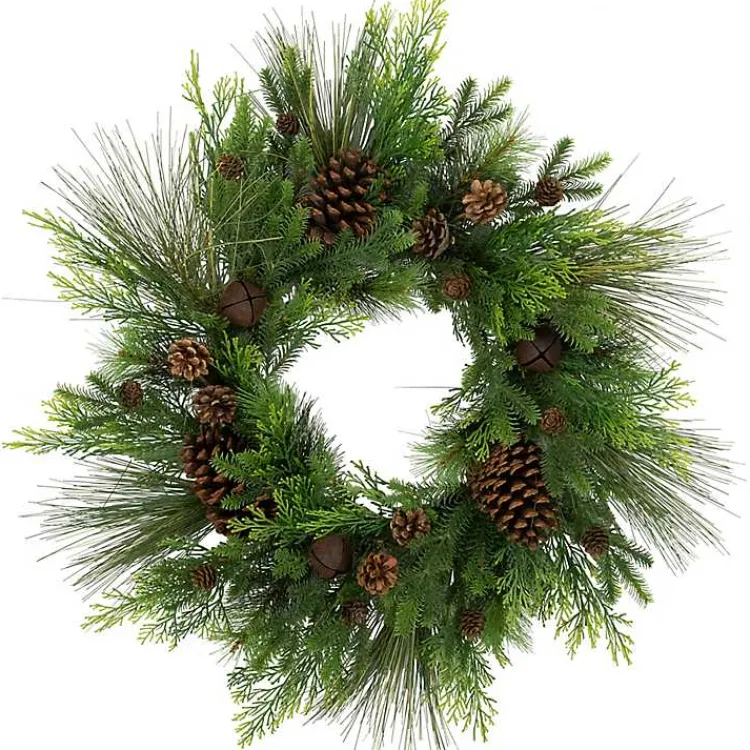 Christmas Wreaths>Kirklands Home Real Touch Pine and Cedar Jingle Bell Wreath