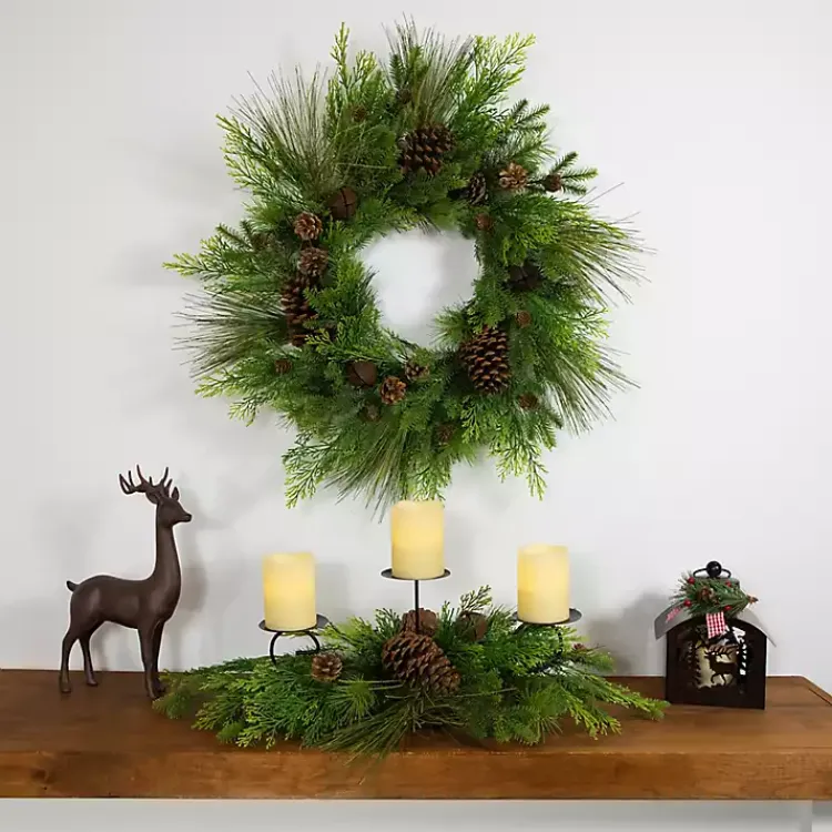 Christmas Wreaths>Kirklands Home Real Touch Pine and Cedar Jingle Bell Wreath