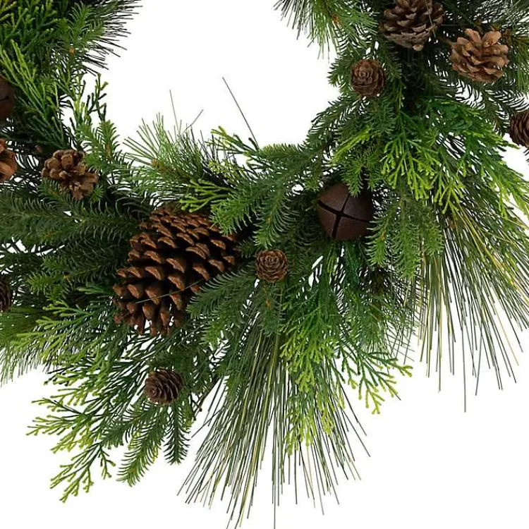 Christmas Wreaths>Kirklands Home Real Touch Pine and Cedar Jingle Bell Wreath