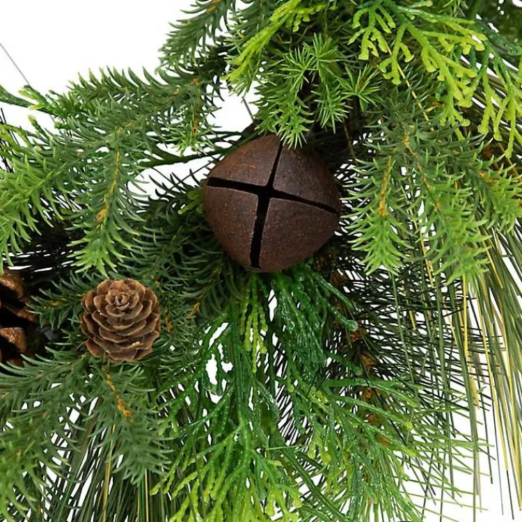 Christmas Wreaths>Kirklands Home Real Touch Pine and Cedar Jingle Bell Wreath