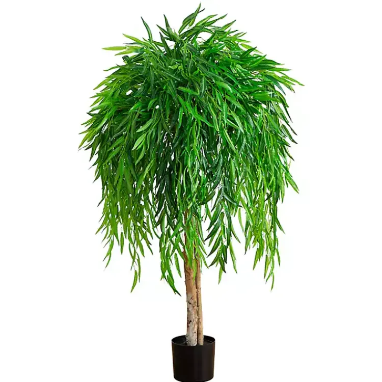 Trees & Topiaries>Kirklands Home Real Touch Willow Tree in Black Planter, 4 ft.